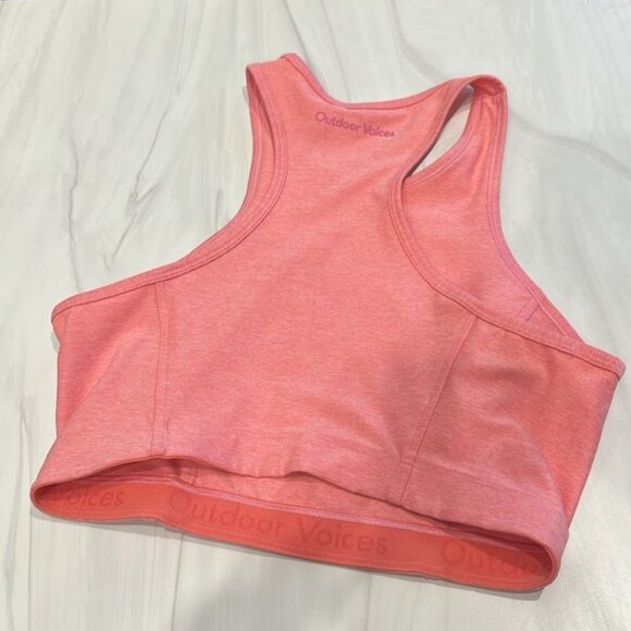 Outdoor Voices Women's Pink Punch Athena High Neck Crop Top Size Small - Picture 6 of 8